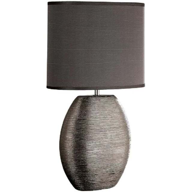 Kliving Waltham Satin Shade Brushed Silver Ceramic Table Lamp - Size: 45 x 26 x 26cm - Wilko - image 1