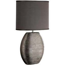 Kliving Waltham Satin Shade Brushed Silver Ceramic Table Lamp - Size: 45 x 26 x 26cm - Wilko