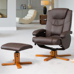 Artemis Home Severn Brown Swivel Recliner Chair with Footstool - Size: Single - Wilko