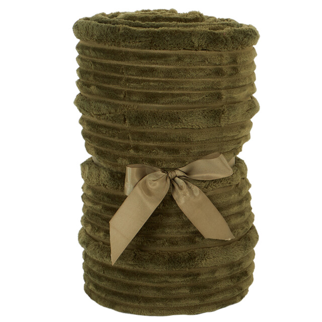 Brooklyn Ribbed Throw - Olive - Wilko - image 1