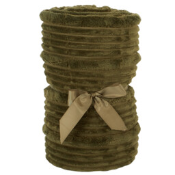 Brooklyn Ribbed Throw - Olive - Wilko - thumbnail 1