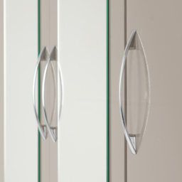 Seconique Nevada 3 Door 2 Drawer Oyster Gloss and Light Oak Veneer Mirror Wardrobe - Size: 3 Door, 2 Drawer - Brown - Wilko - thumbnail 6