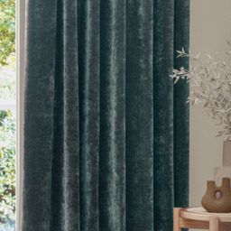 Yard Heavy Marine Chenille Velvet Pencil Pleat Curtains 229 x 183cm - Size: W 229 x D 183cm - Blue - Wilko - thumbnail 3