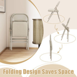 Costway Beige Foldable Padded Chair 4 Pack - Size: 46 x 50 x 77cm - Cream - Wilko - thumbnail 5