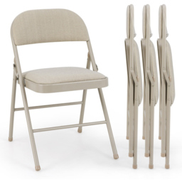 Costway Beige Foldable Padded Chair 4 Pack - Size: 46 x 50 x 77cm - Cream - Wilko - thumbnail 3