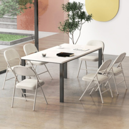 Costway Beige Foldable Padded Chair 4 Pack - Size: 46 x 50 x 77cm - Cream - Wilko - thumbnail 4
