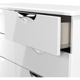 Crowndale Camden 6 Drawer White Gloss and White Wide Chest of Drawers Ready Assembled - White Gloss & White - Wilko - thumbnail 7