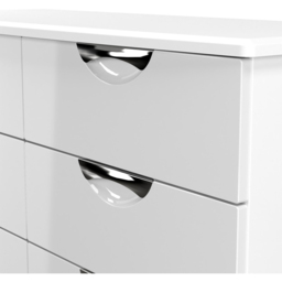 Crowndale Camden 6 Drawer White Gloss and White Wide Chest of Drawers Ready Assembled - White Gloss & White - Wilko - thumbnail 6
