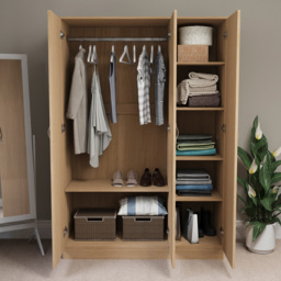 Vida Designs Riano 3 Door Pine Wardrobe - Brown - Wilko - thumbnail 5