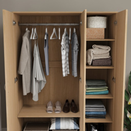 Vida Designs Riano 3 Door Pine Wardrobe - Brown - Wilko - thumbnail 7