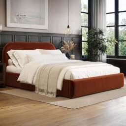 Flair Alba King Size Burnt Orange Velvet Ottoman Bed - Wilko