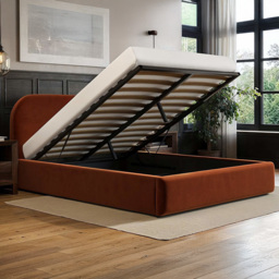 Flair Alba King Size Burnt Orange Velvet Ottoman Bed - Wilko - thumbnail 5