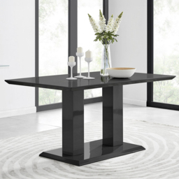 Furniturebox Molini Cesano 6 Seater Dining Set Black Gloss and Cream - Wilko - thumbnail 3
