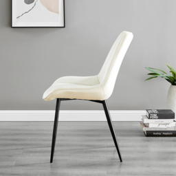 Furniturebox Molini Cesano 6 Seater Dining Set Black Gloss and Cream - Wilko - thumbnail 5