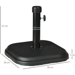 Outsunny 11kg Concrete Garden Parasol - Size: 8 x 44 x 51cm - Black - Wilko - thumbnail 6