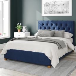 Aspire Olivier Small Double Navy Plush Velvet Ottoman Bed - Blue - Aspire Beds - Wilko - thumbnail 1