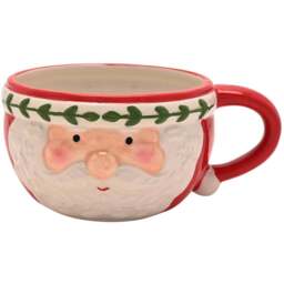 The Seasonal Gift Co. Santa & Friends Nordic Mr Claus Ceramic Tea Cup - Size: 7 x 15 x 11.5cm - Red - Wilko