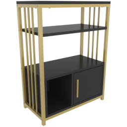 Decorotika Letos Single Door 3 Shelf Anthracite and Gold Bookshelf - Size: 80 x 60 x 29.6cm - Multi - Wilko - thumbnail 3