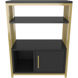 Decorotika Letos Single Door 3 Shelf Anthracite and Gold Bookshelf - Size: 80 x 60 x 29.6cm - Multi - Wilko - thumbnail 4