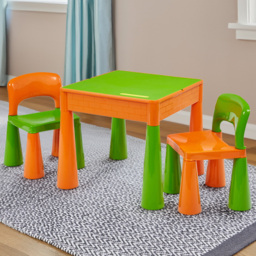 Liberty House Toys Orange-Green Kids 5-in-1 Activity Table and Chairs - Size: 46.5 x 51 x 53cm - Multi - Wilko - thumbnail 1