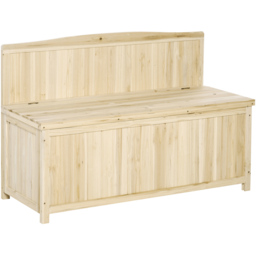 Outsunny 2 Seater Natural Wooden Storage Bench - Brown - Wilko - thumbnail 3