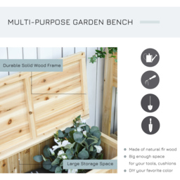 Outsunny 2 Seater Natural Wooden Storage Bench - Brown - Wilko - thumbnail 6