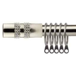 New Edge Blinds 120-210cm Extendable Brushed Silver Sparkle Metal Curtain Pole - Size: 120 - 210cm - Wilko - thumbnail 1