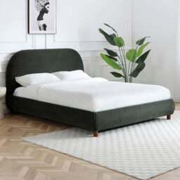 Nova King Size Olive Boucle Upholstered Bed Frame with Headboard - Kyoto Futons - Wilko - thumbnail 1