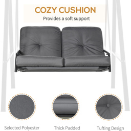 Outsunny 2 Seater Grey Swing Chair with Canopy - Size: 179 x 57 x 19cm - Wilko - thumbnail 7