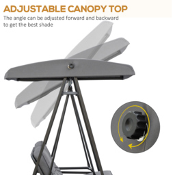 Outsunny 2 Seater Grey Swing Chair with Canopy - Size: 179 x 57 x 19cm - Wilko - thumbnail 6