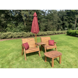 Charles Taylor Grand Straight Companion Seat with Coffee Table and Red Cushions - Size: 2 Seater - Wilko - thumbnail 5