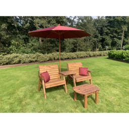 Charles Taylor Grand Straight Companion Seat with Coffee Table and Red Cushions - Size: 2 Seater - Wilko - thumbnail 3