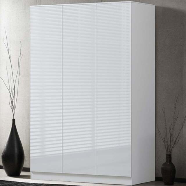 FWStyle Stora 3 Door White Gloss Wardrobe - Wilko - image 1