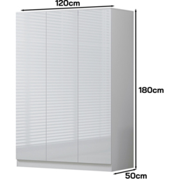 FWStyle Stora 3 Door White Gloss Wardrobe - Wilko - thumbnail 6