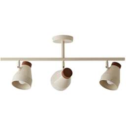 ValueLights Parker 3 Way Cream and Walnut Ceiling Light and Bulbs - Size: 29 x 72.5 x 12cm - Wilko