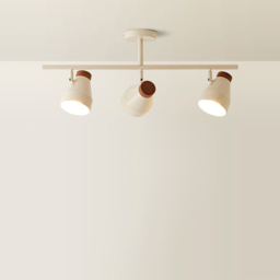 ValueLights Parker 3 Way Cream and Walnut Ceiling Light and Bulbs - Size: 29 x 72.5 x 12cm - Wilko - thumbnail 4