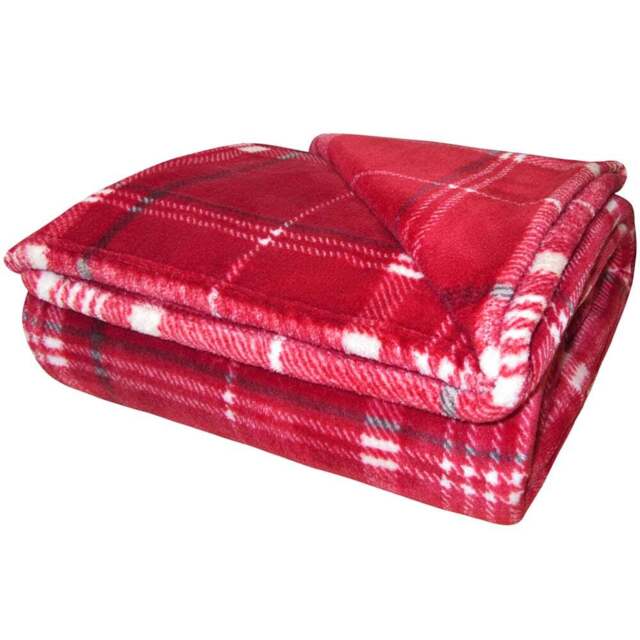 Velosso Wine Luxury Check Throw 130 x 180cm - Size: 130 x 180 x 1cm - Wilko - image 1