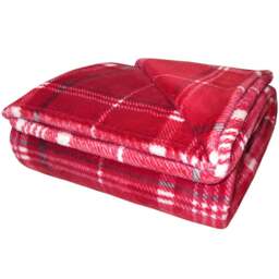 Velosso Wine Luxury Check Throw 130 x 180cm - Size: 130 x 180 x 1cm - Wilko