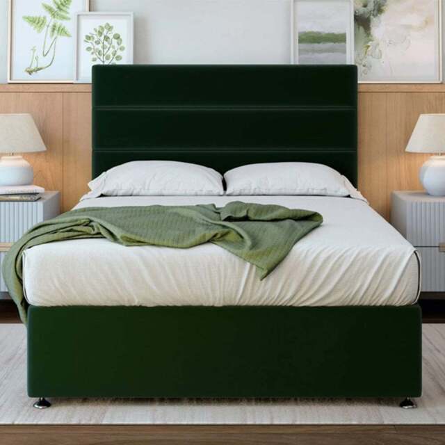Bedmaster Small Double Emerald Green Plush Velvet Divan Base - Wilko - image 1