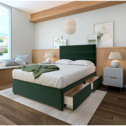 Bedmaster Small Double Emerald Green Plush Velvet Divan Base - Wilko - thumbnail 3