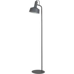Lighting Collection Grey Metal Floor Lamp - Size: 49.5 x 13 x 27.5cm - Matt Grey and White - Wilko