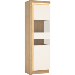 Florence Lyon Single Door Riviera Oak and White Display Cabinet with LED Lighting - Multi - Furniture to Go - Wilko - thumbnail 3