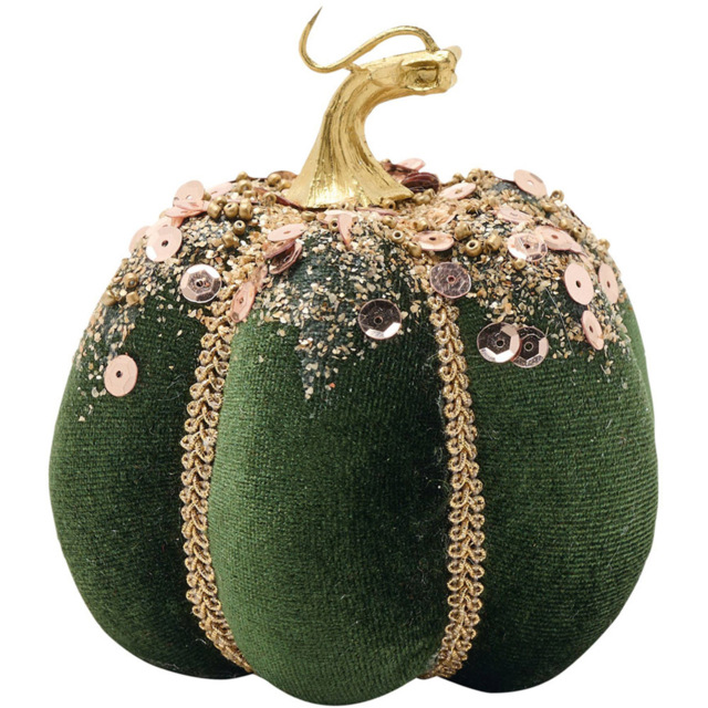 The Seasonal Gift Co Green Velvet Pumpkin Decoration 11cm - Size: 11 x 11 x 11cm - The Seasonal Gift Co. - Wilko - image 1
