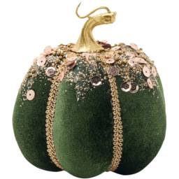 The Seasonal Gift Co Green Velvet Pumpkin Decoration 11cm - Size: 11 x 11 x 11cm - The Seasonal Gift Co. - Wilko - thumbnail 1