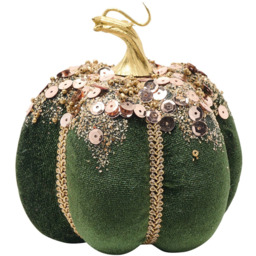 The Seasonal Gift Co Green Velvet Pumpkin Decoration 11cm - Size: 11 x 11 x 11cm - The Seasonal Gift Co. - Wilko - thumbnail 3