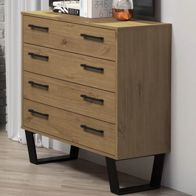 Core Products Texas 4 Drawer Antique Wax Pine Chest of Drawers - Brown - Wilko - image 1