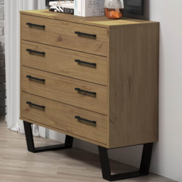Core Products Texas 4 Drawer Antique Wax Pine Chest of Drawers - Brown - Wilko