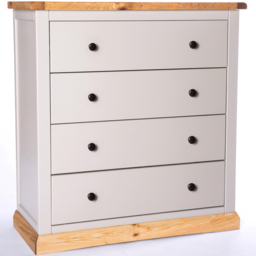 Bomporto 4 Drawer Light Grey Chest of Drawers with Brass Knobs - Wilko - thumbnail 4