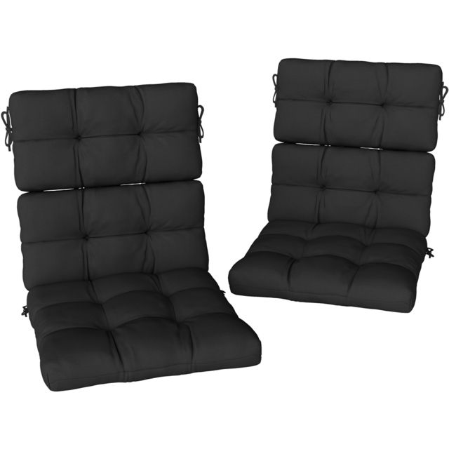 Outsunny Black Garden Seat Cushion with Backrest 2 Pack - Size: 8 x 112 x 56cm - Wilko - image 1