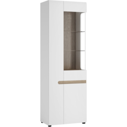 Florence Chelsea White Left Hand Tall Glazed Narrow Display Cabinet - Size: 42 x 64 x 194cm - Furniture to Go - Wilko - thumbnail 3
